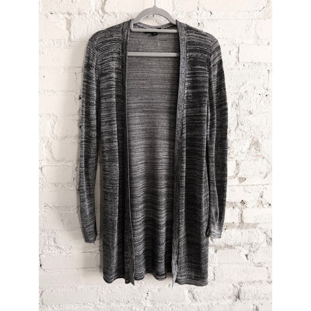 Ann Taylor Gray Open Front Long Cardigan Sweater Womens Large Duster New